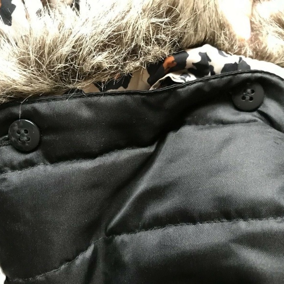 Volcom Tan Brown Black Leopard print Removable Faux Fur Trim Hooded Coat - Picture 7 of 10